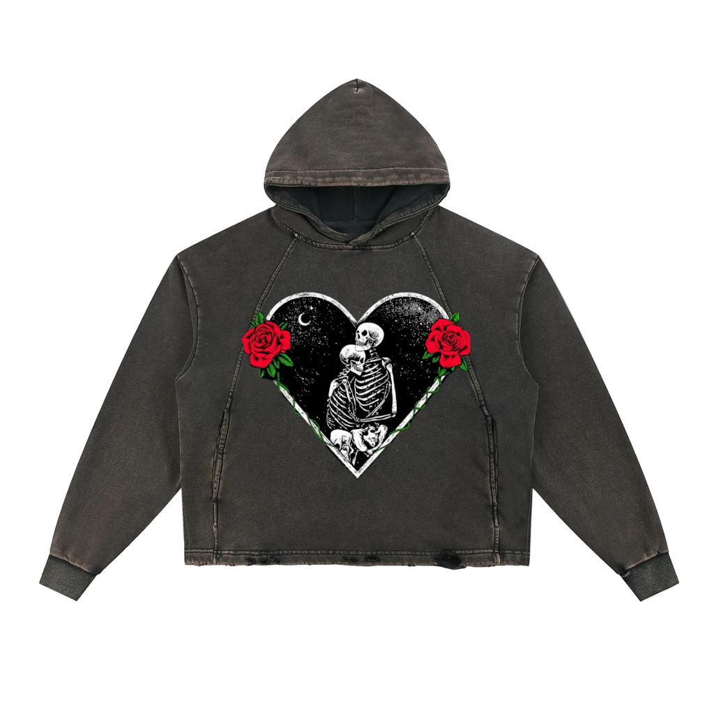 Vintage Washed Frayed-Hem Hoodie